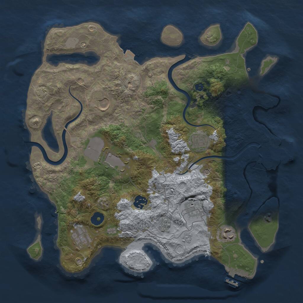 Rust Map: Procedural Map, Size: 3500, Seed: 1375441883, 14 Monuments