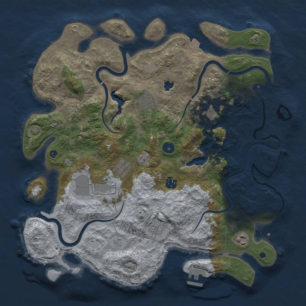 Rust Map: Procedural Map, Size: 4000, Seed: 857391, 14 Monuments