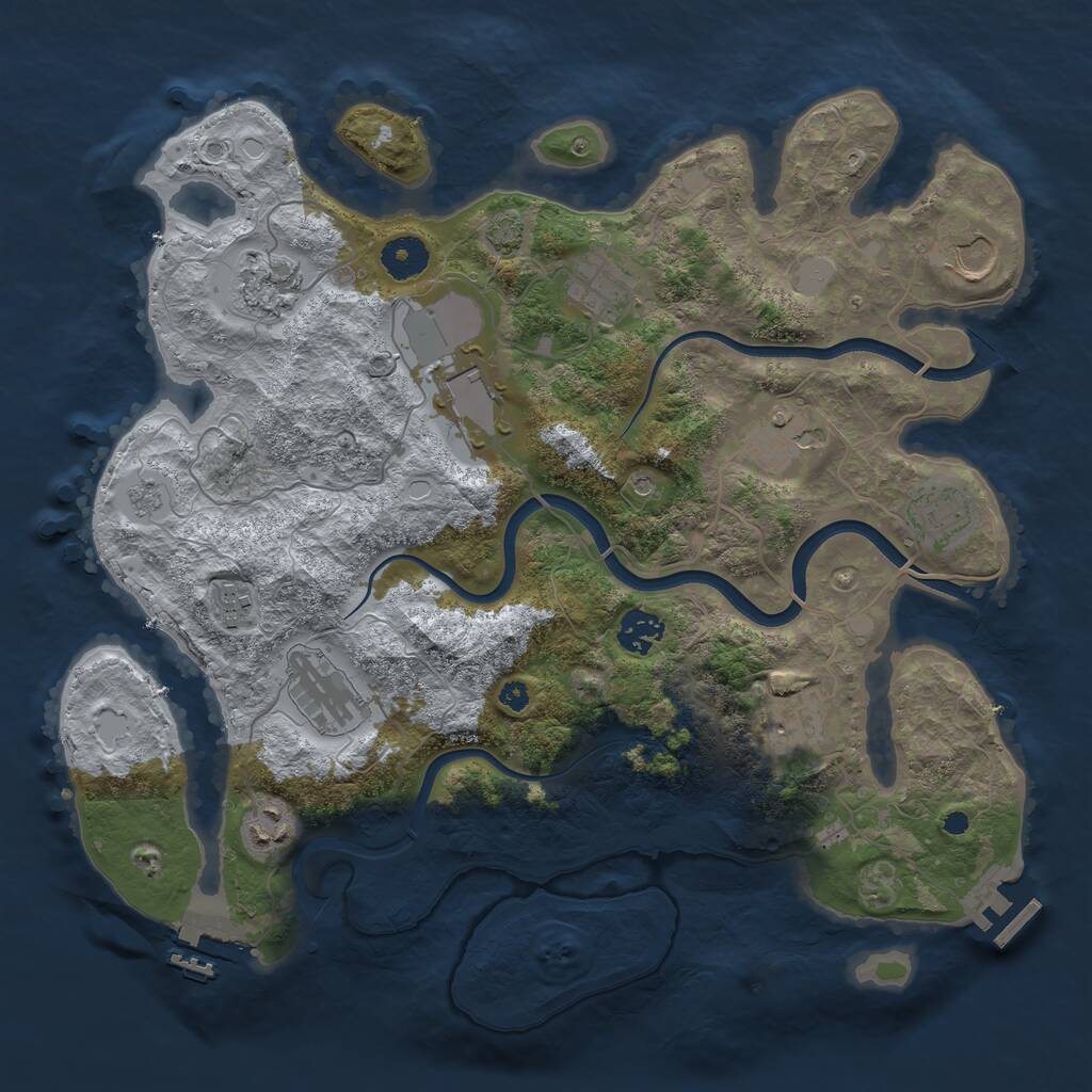 Rust Map: Procedural Map, Size: 3700, Seed: 524432280, 17 Monuments