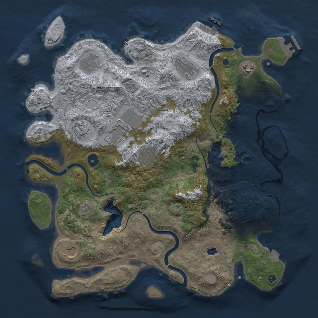 Rust Map: Procedural Map, Size: 4050, Seed: 1460622715, 14 Monuments