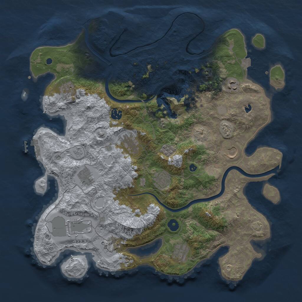Rust Map: Procedural Map, Size: 4000, Seed: 1056583996, 17 Monuments