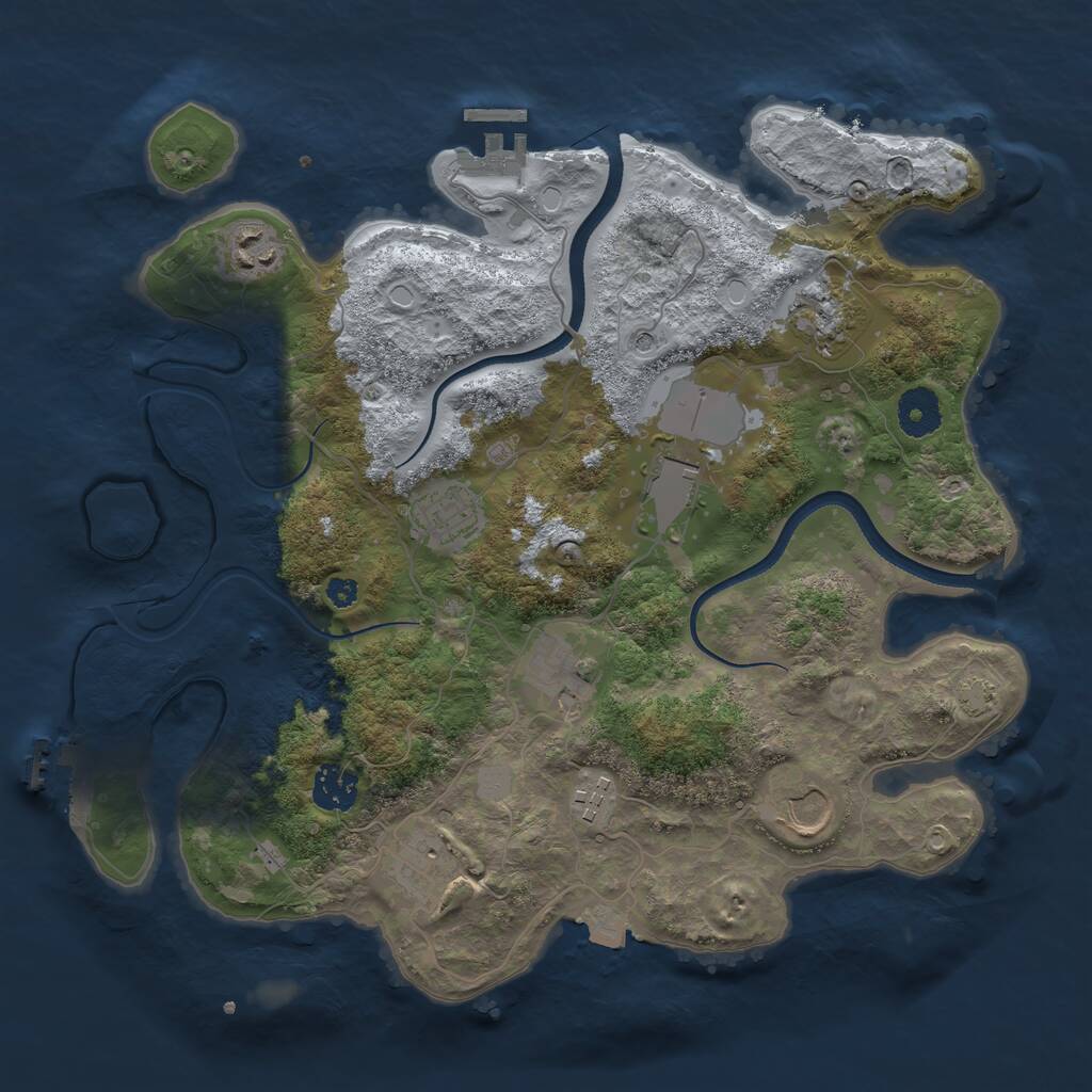 Rust Map: Procedural Map, Size: 3500, Seed: 1986921721, 14 Monuments