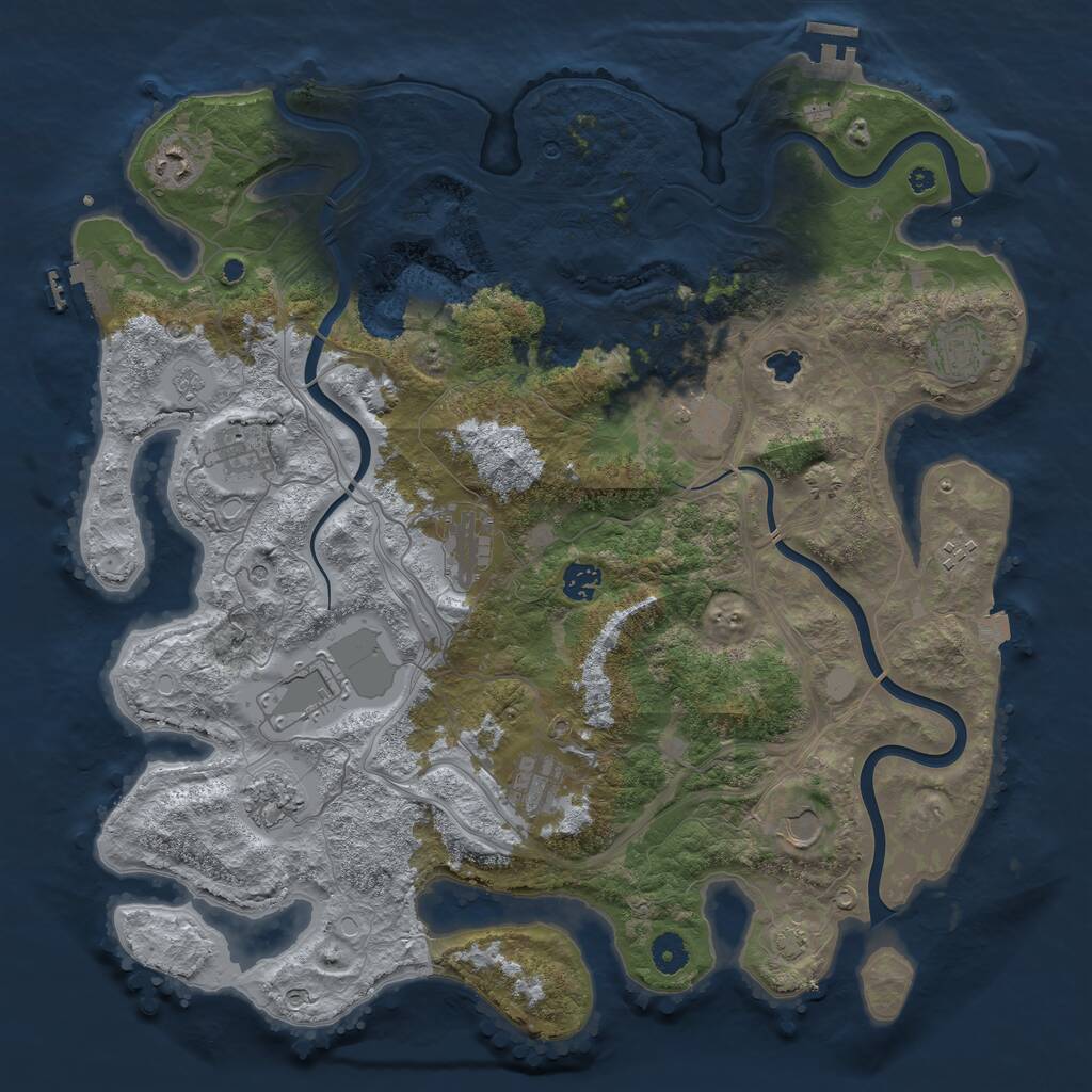 Rust Map: Procedural Map, Size: 4250, Seed: 458877996, 17 Monuments