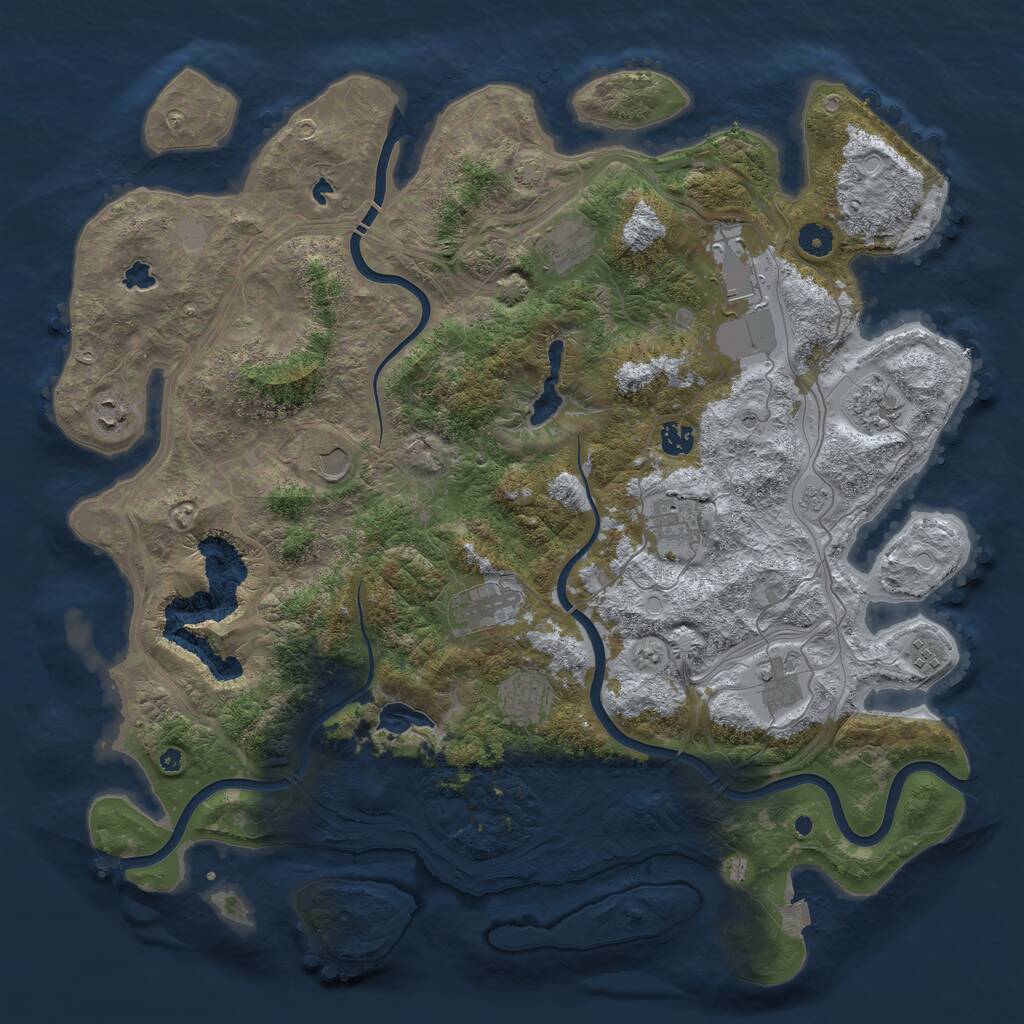 Rust Map: Procedural Map, Size: 4500, Seed: 1710459405, 15 Monuments