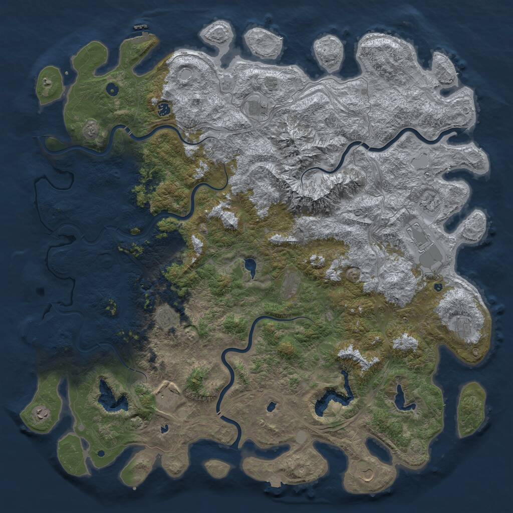 Rust Map: Procedural Map, Size: 6000, Seed: 703805248, 17 Monuments