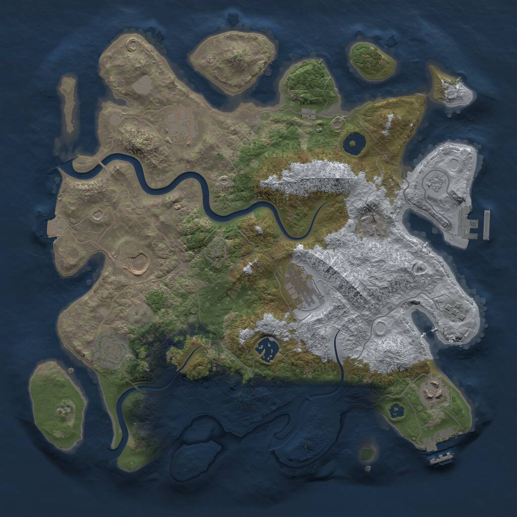 Rust Map: Procedural Map, Size: 3500, Seed: 428563954, 13 Monuments