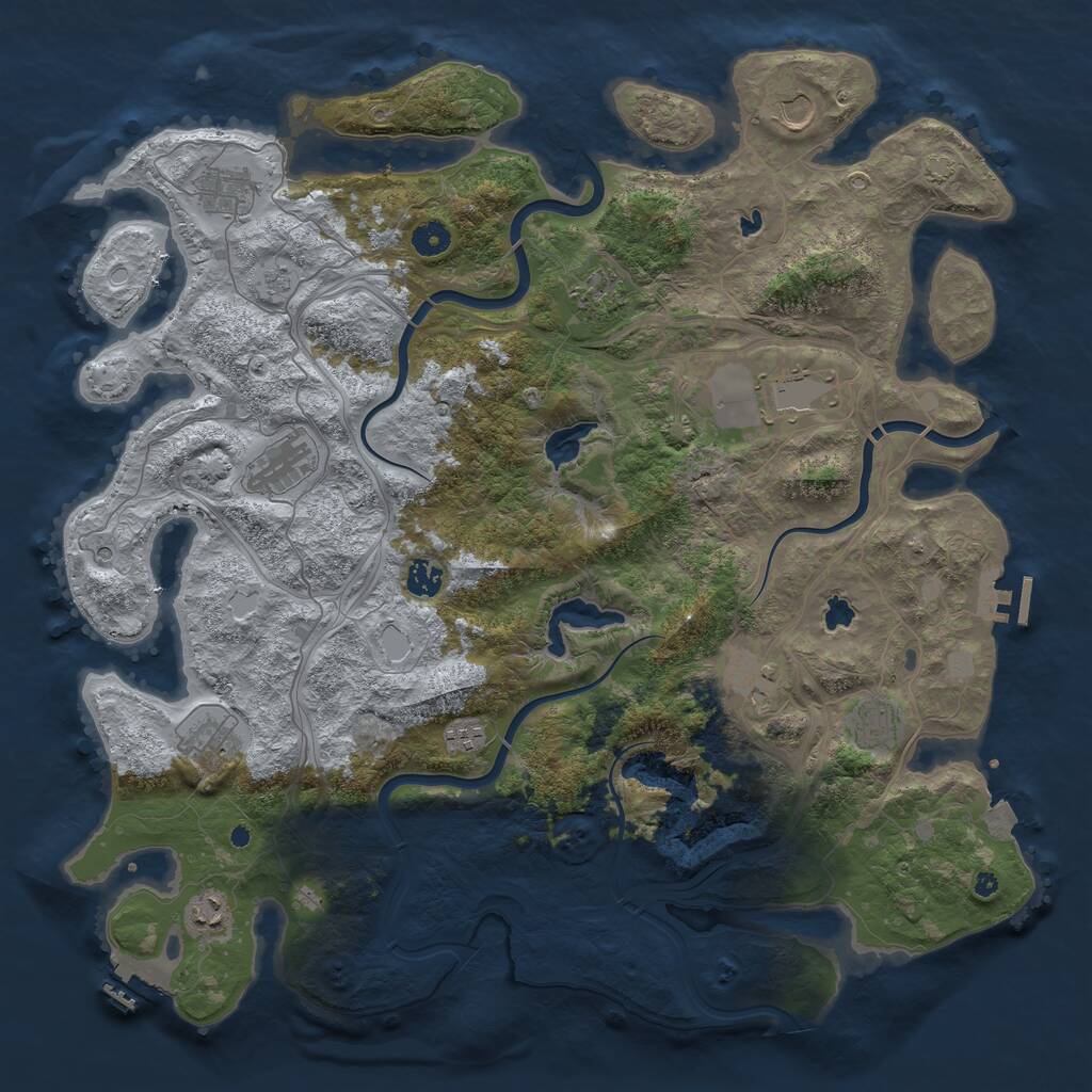 Rust Map: Procedural Map, Size: 4500, Seed: 1654835032, 17 Monuments
