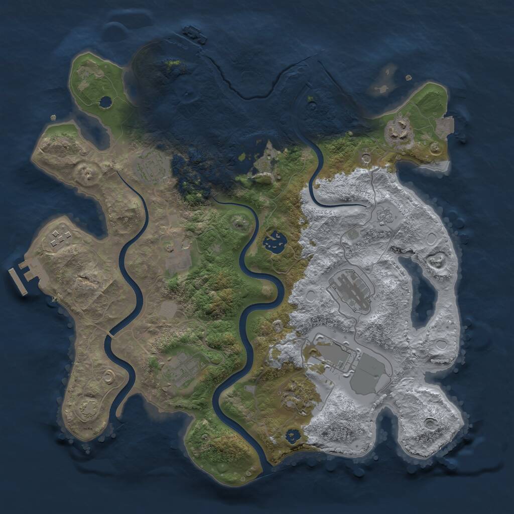 Rust Map: Procedural Map, Size: 3500, Seed: 1232591666, 16 Monuments