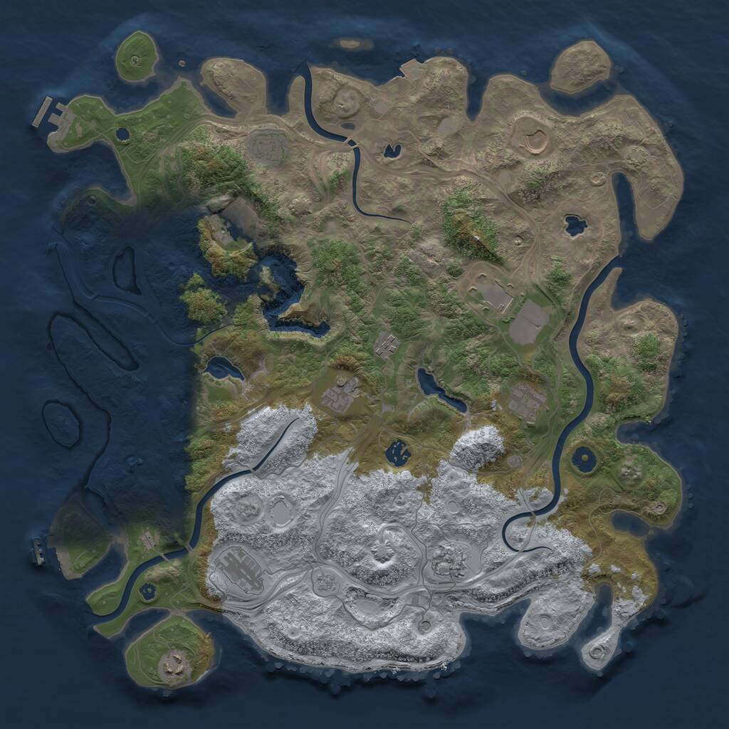 Rust Map: Procedural Map, Size: 4500, Seed: 990073216, 17 Monuments