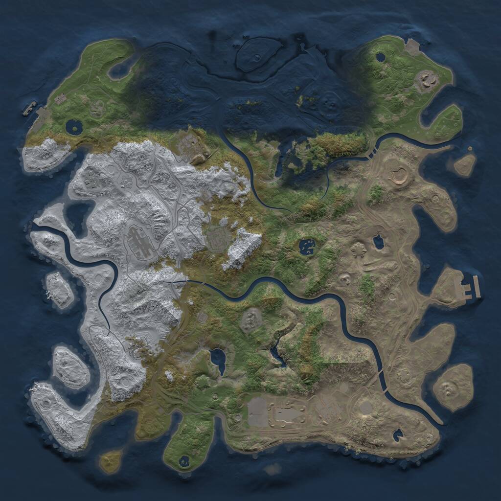 Rust Map: Procedural Map, Size: 4500, Seed: 1932144775, 16 Monuments