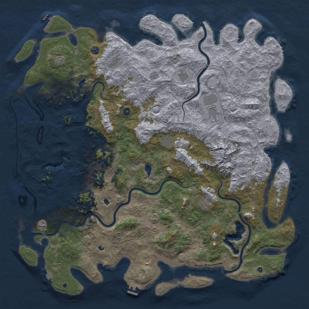Rust Map: Procedural Map, Size: 6000, Seed: 991204, 17 Monuments