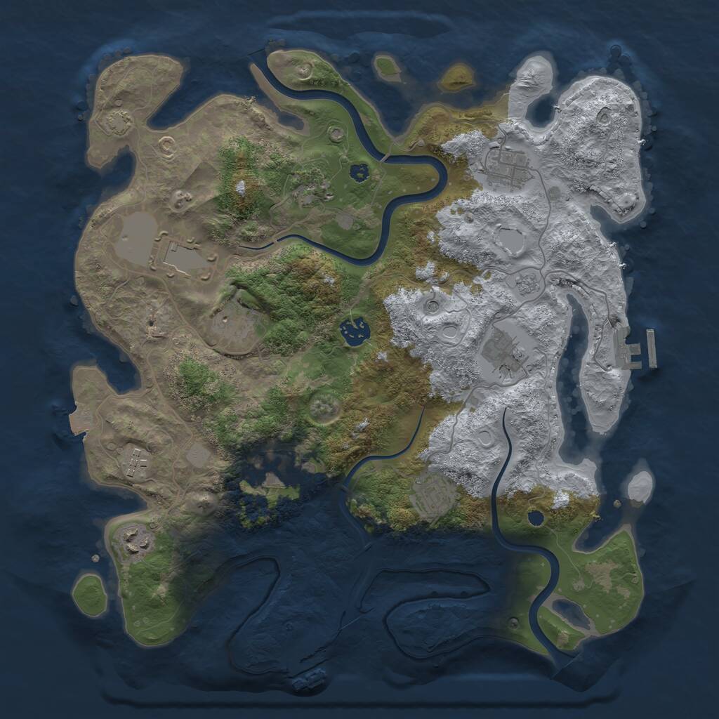 Rust Map: Procedural Map, Size: 3750, Seed: 271309389, 16 Monuments