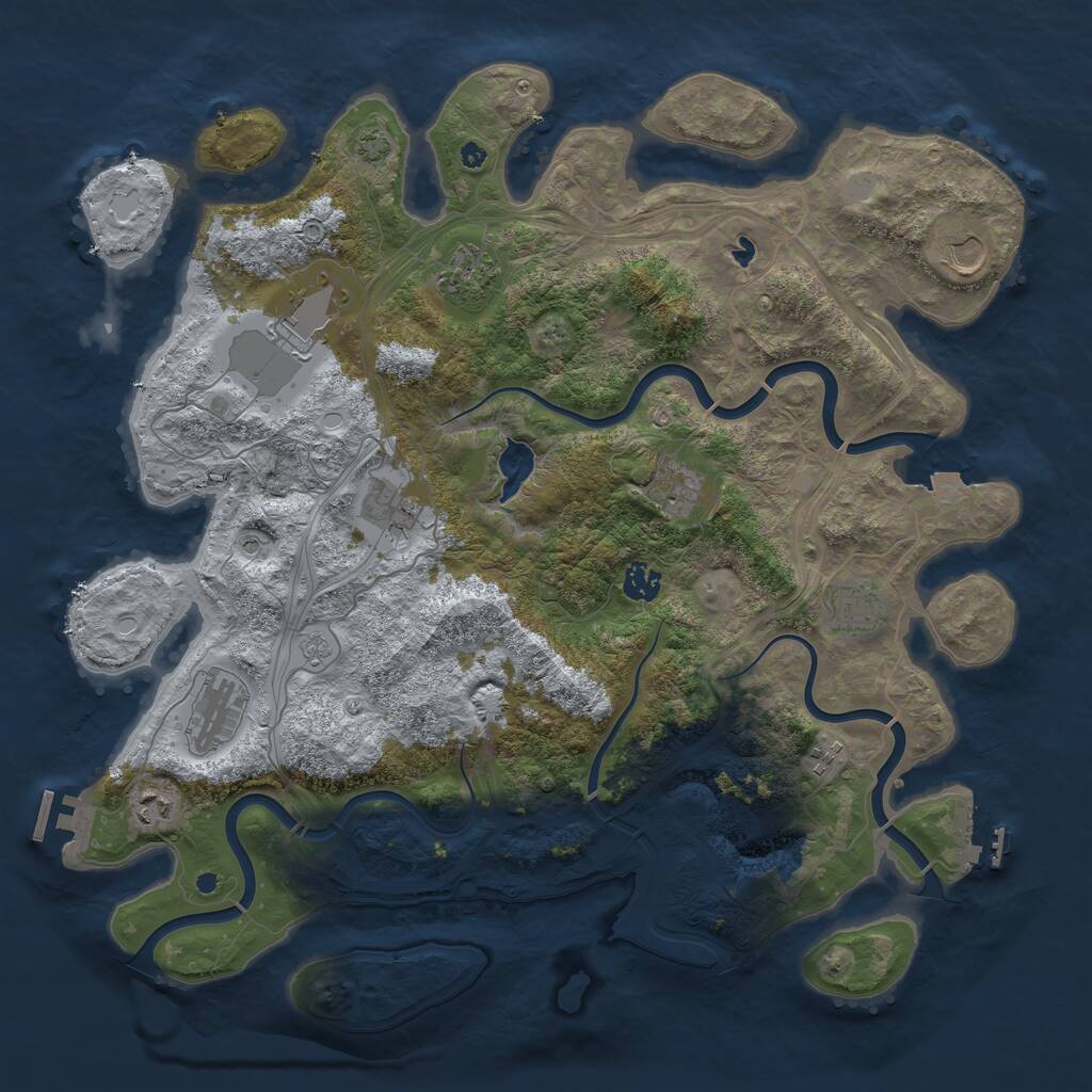 Rust Map: Procedural Map, Size: 4250, Seed: 1974494826, 16 Monuments