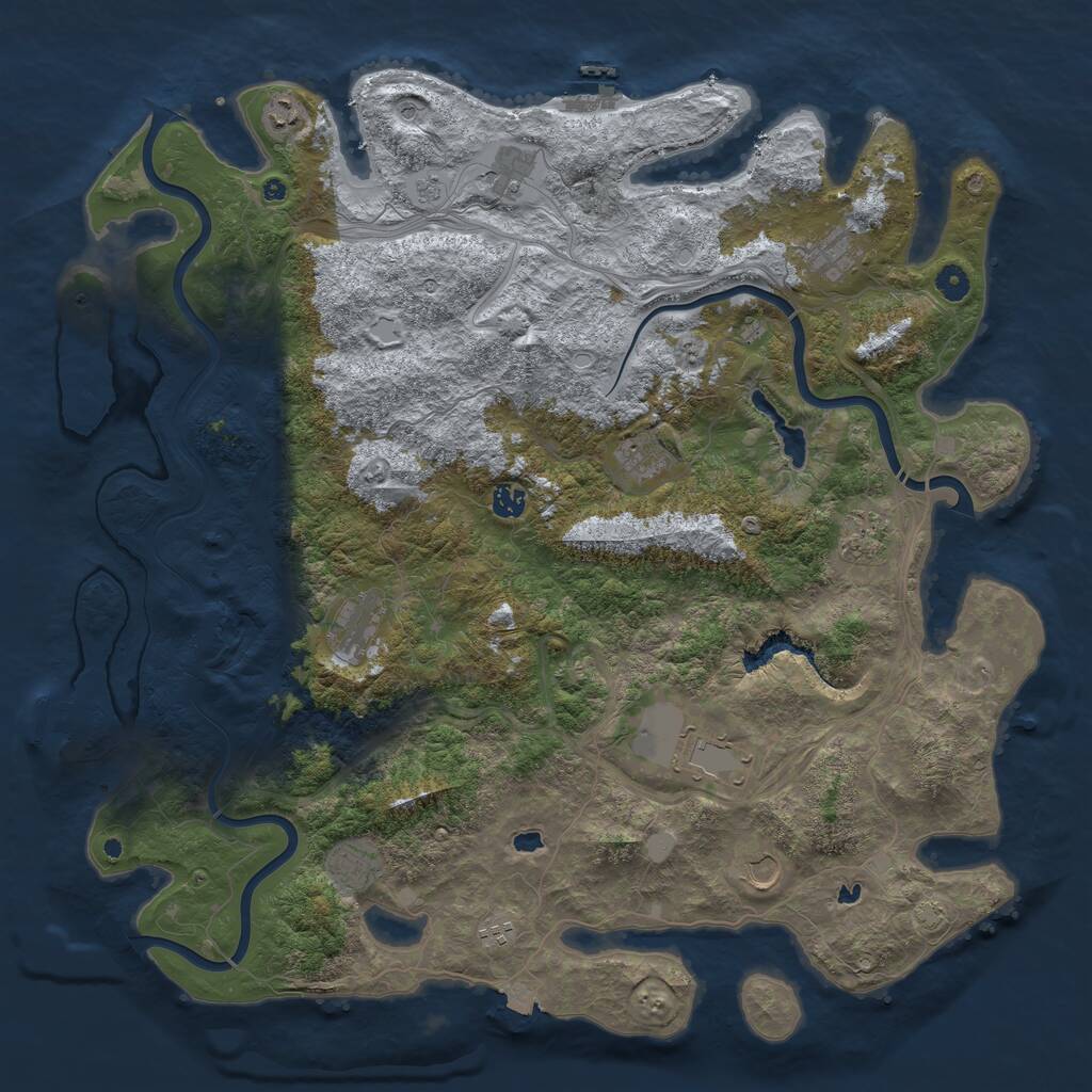 Rust Map: Procedural Map, Size: 4800, Seed: 1707237841, 17 Monuments