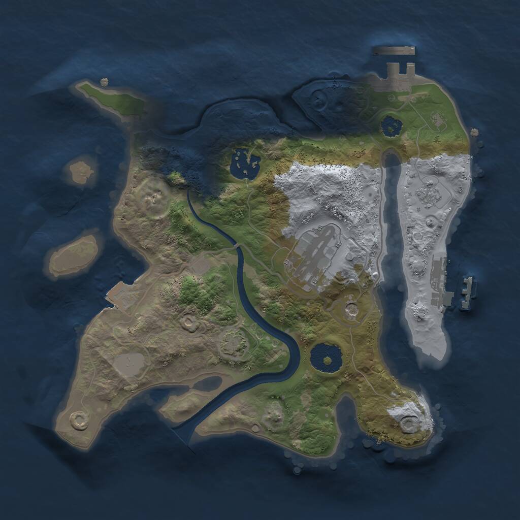 Rust Map: Procedural Map, Size: 2500, Seed: 588161044, 8 Monuments