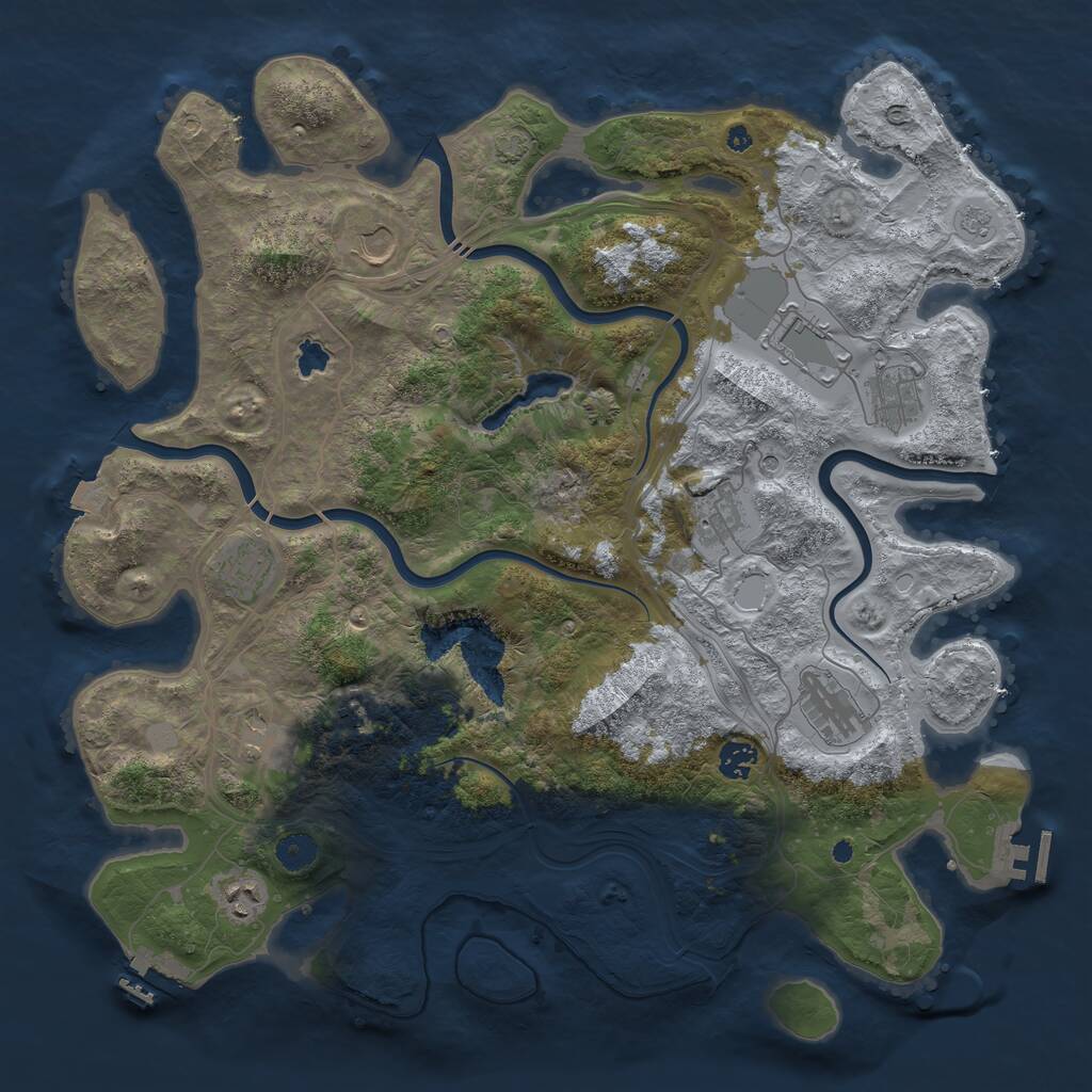 Rust Map: Procedural Map, Size: 4250, Seed: 740771727, 16 Monuments