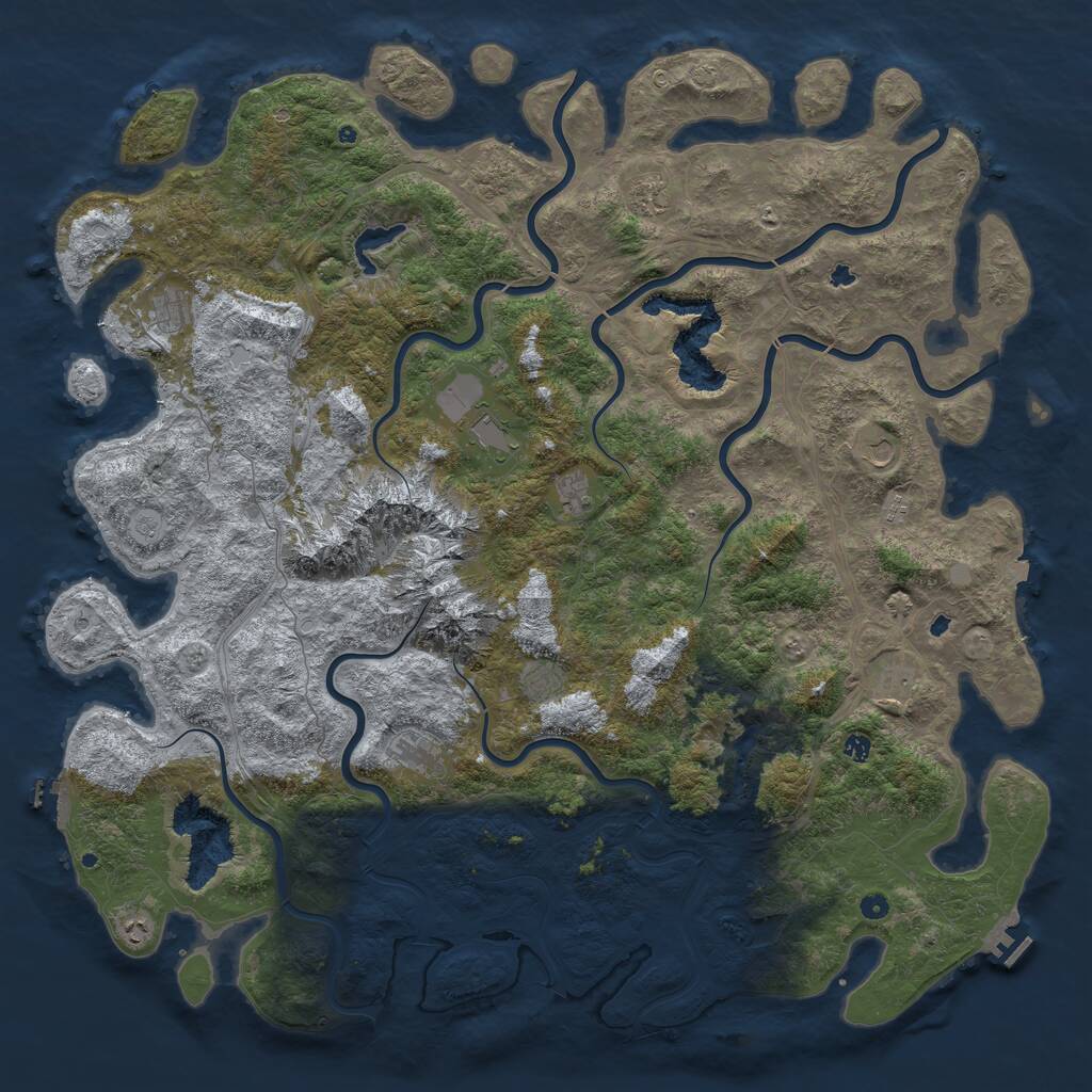Rust Map: Procedural Map, Size: 6000, Seed: 836241638, 17 Monuments