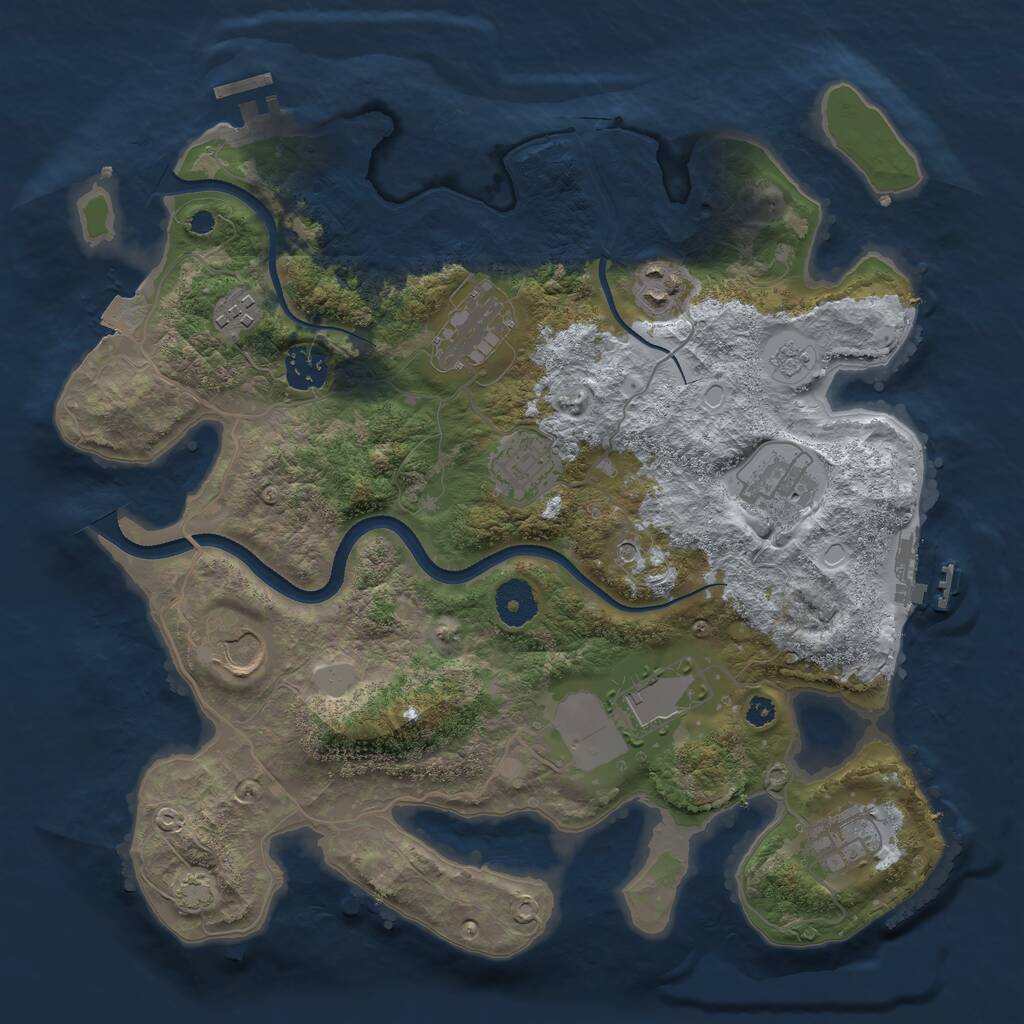 Rust Map: Procedural Map, Size: 3500, Seed: 642223888, 15 Monuments