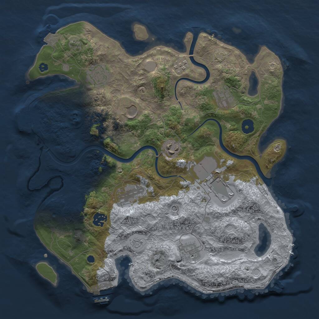 Rust Map: Procedural Map, Size: 3500, Seed: 44888, 15 Monuments