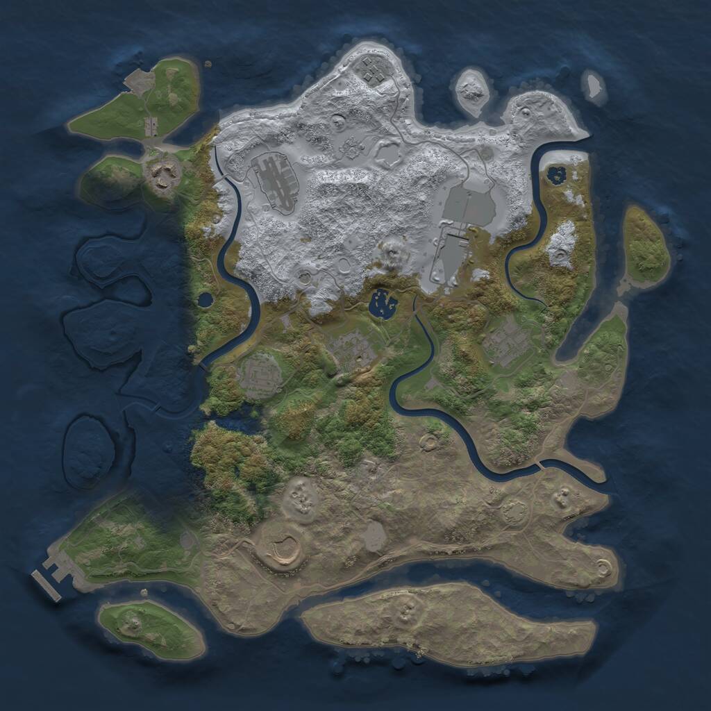 Rust Map: Procedural Map, Size: 3750, Seed: 130412272, 14 Monuments