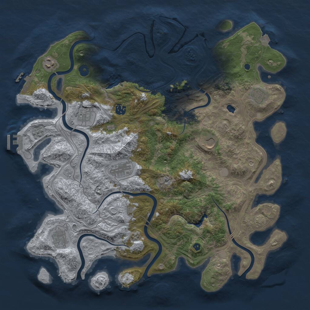 Rust Map: Procedural Map, Size: 4250, Seed: 1483911521, 14 Monuments