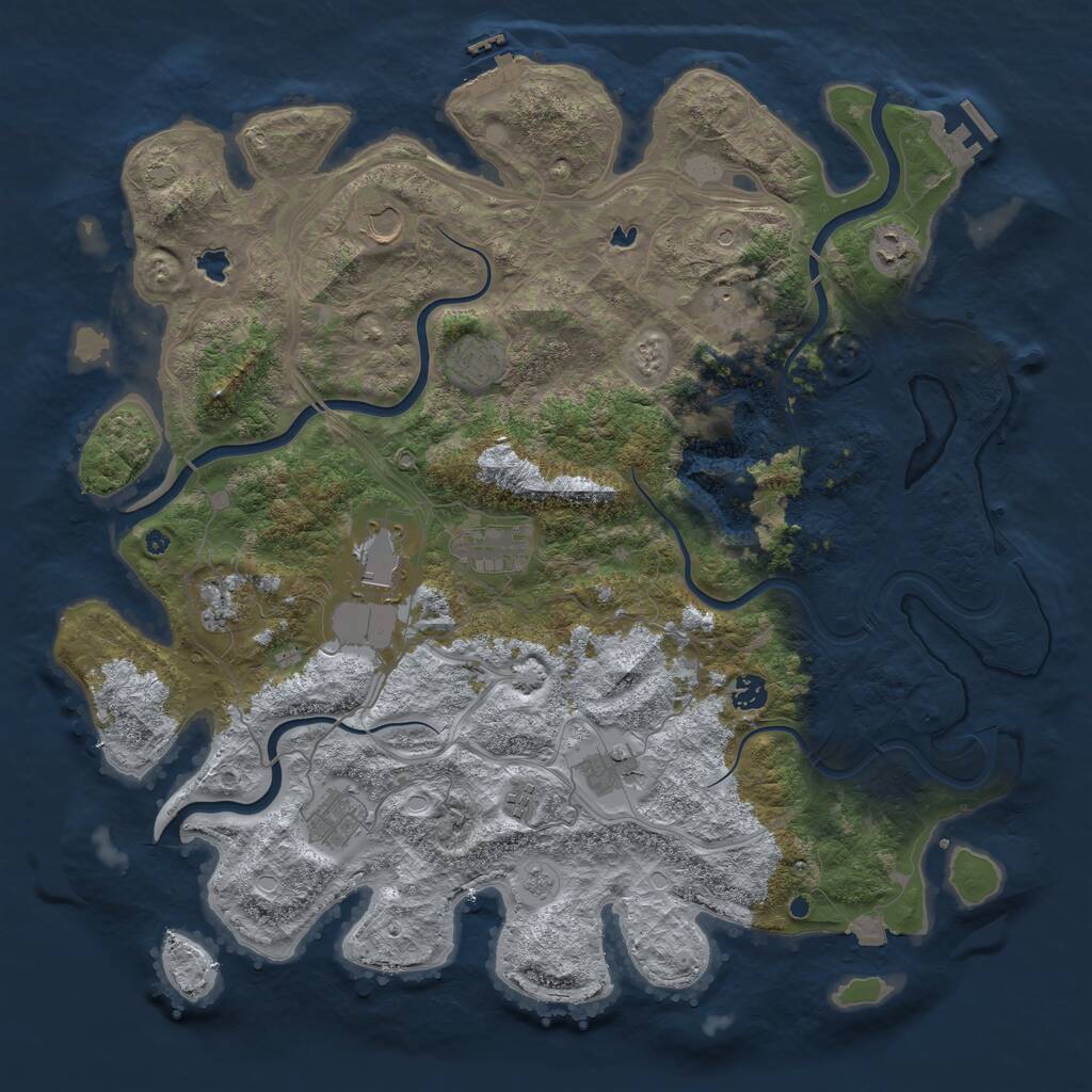 Rust Map: Procedural Map, Size: 4500, Seed: 312560444, 17 Monuments
