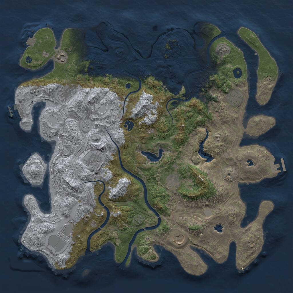 Rust Map: Procedural Map, Size: 4500, Seed: 23212, 16 Monuments