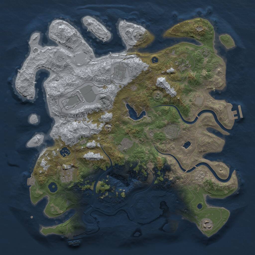 Rust Map: Procedural Map, Size: 4000, Seed: 1026732918, 15 Monuments