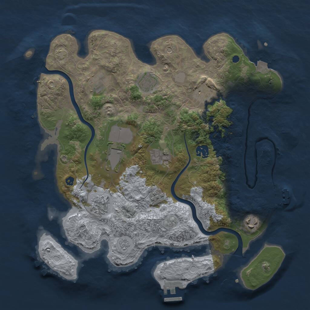 Rust Map: Procedural Map, Size: 3500, Seed: 27373, 15 Monuments