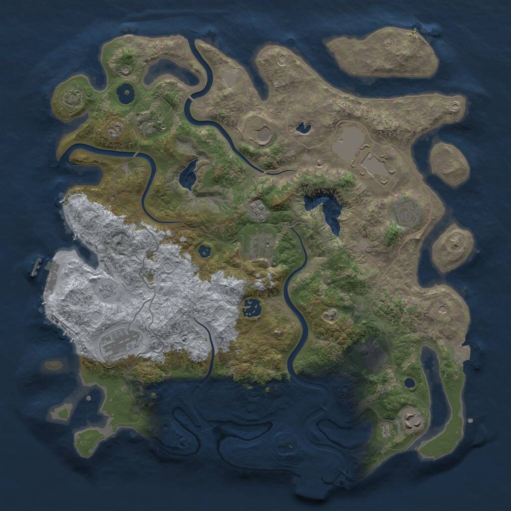 Rust Map: Procedural Map, Size: 4000, Seed: 3389942, 16 Monuments