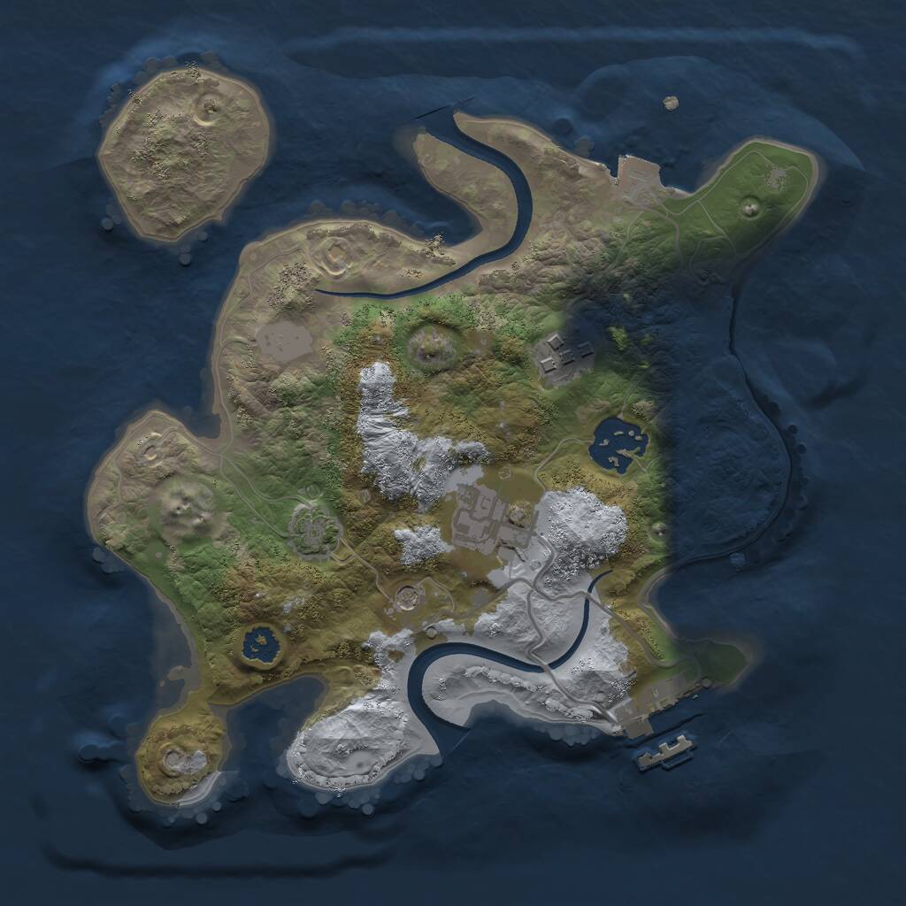 Rust Map: Procedural Map, Size: 2500, Seed: 1080312423, 7 Monuments