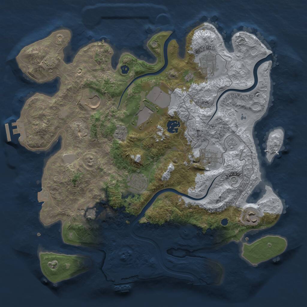 Rust Map: Procedural Map, Size: 3500, Seed: 1040493702, 15 Monuments