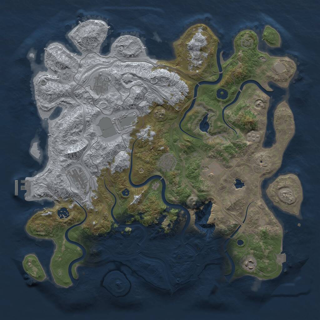 Rust Map: Procedural Map, Size: 4250, Seed: 786158721, 14 Monuments