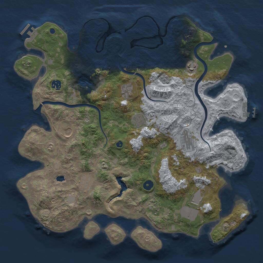 Rust Map: Procedural Map, Size: 4000, Seed: 784267085, 16 Monuments