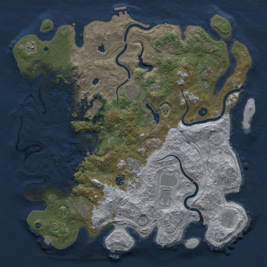 Rust Map: Procedural Map, Size: 4500, Seed: 443883158, 16 Monuments