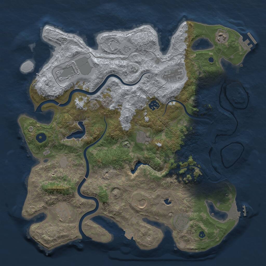 Rust Map: Procedural Map, Size: 4000, Seed: 2010936931, 15 Monuments
