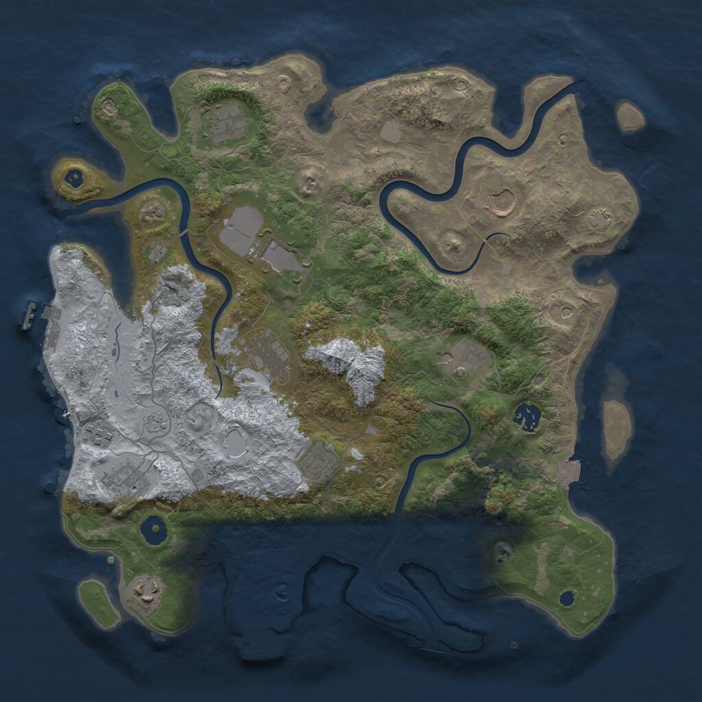 Rust Map: Procedural Map, Size: 3850, Seed: 2141270131, 16 Monuments