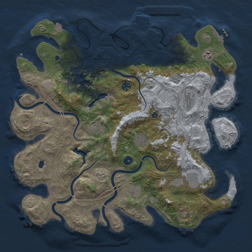 Rust Map: Procedural Map, Size: 4250, Seed: 1808739141, 16 Monuments