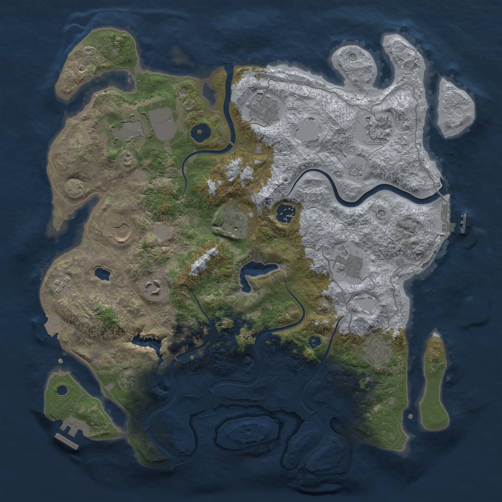 Rust Map: Procedural Map, Size: 4000, Seed: 1035131578, 16 Monuments