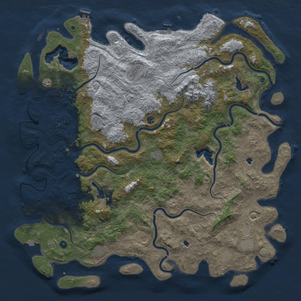 Rust Map: Procedural Map, Size: 6000, Seed: 1957068930, 17 Monuments