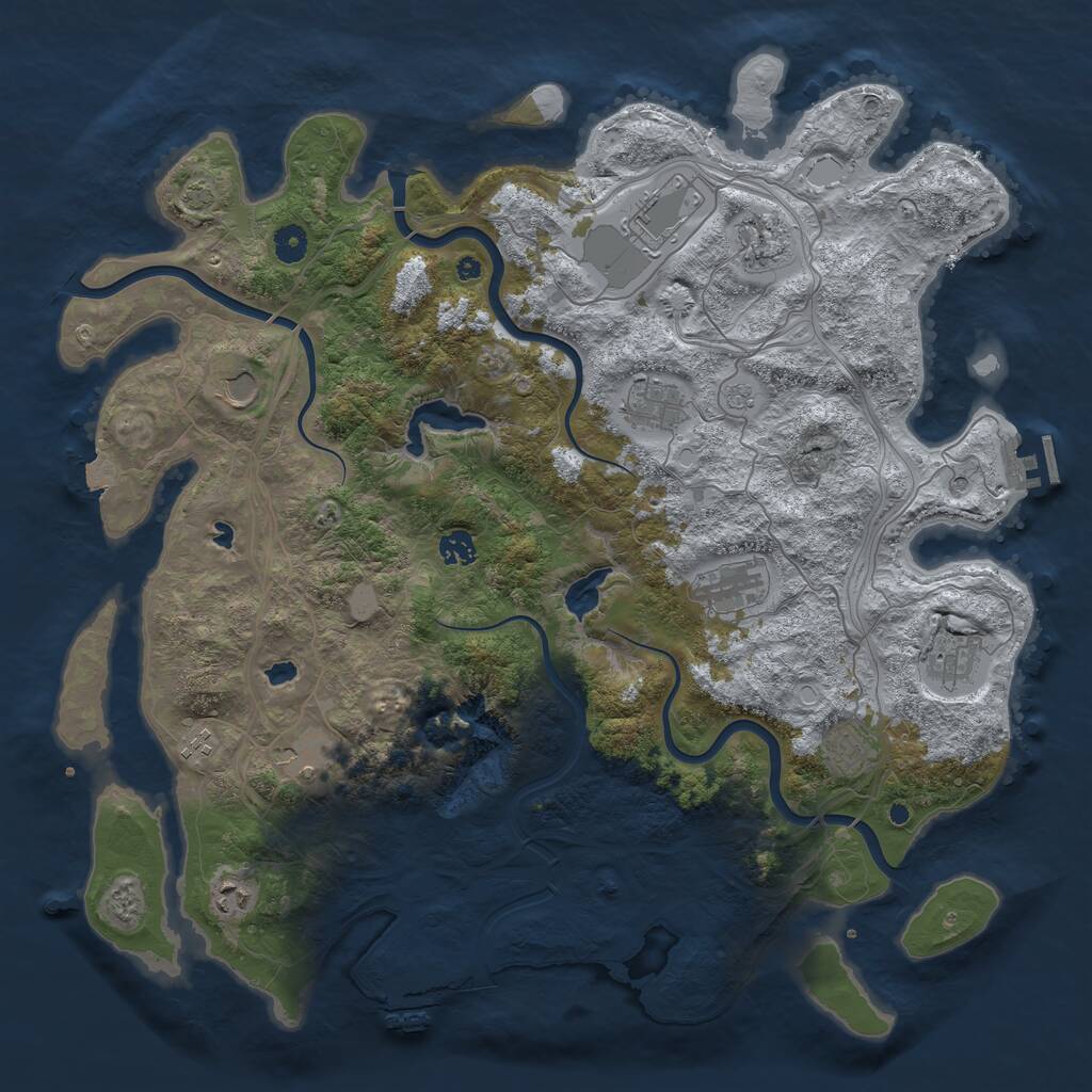 Rust Map: Procedural Map, Size: 4500, Seed: 685799897, 17 Monuments