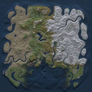 Thumbnail Rust Map: Procedural Map, Size: 5000, Seed: 1076518206, 17 Monuments