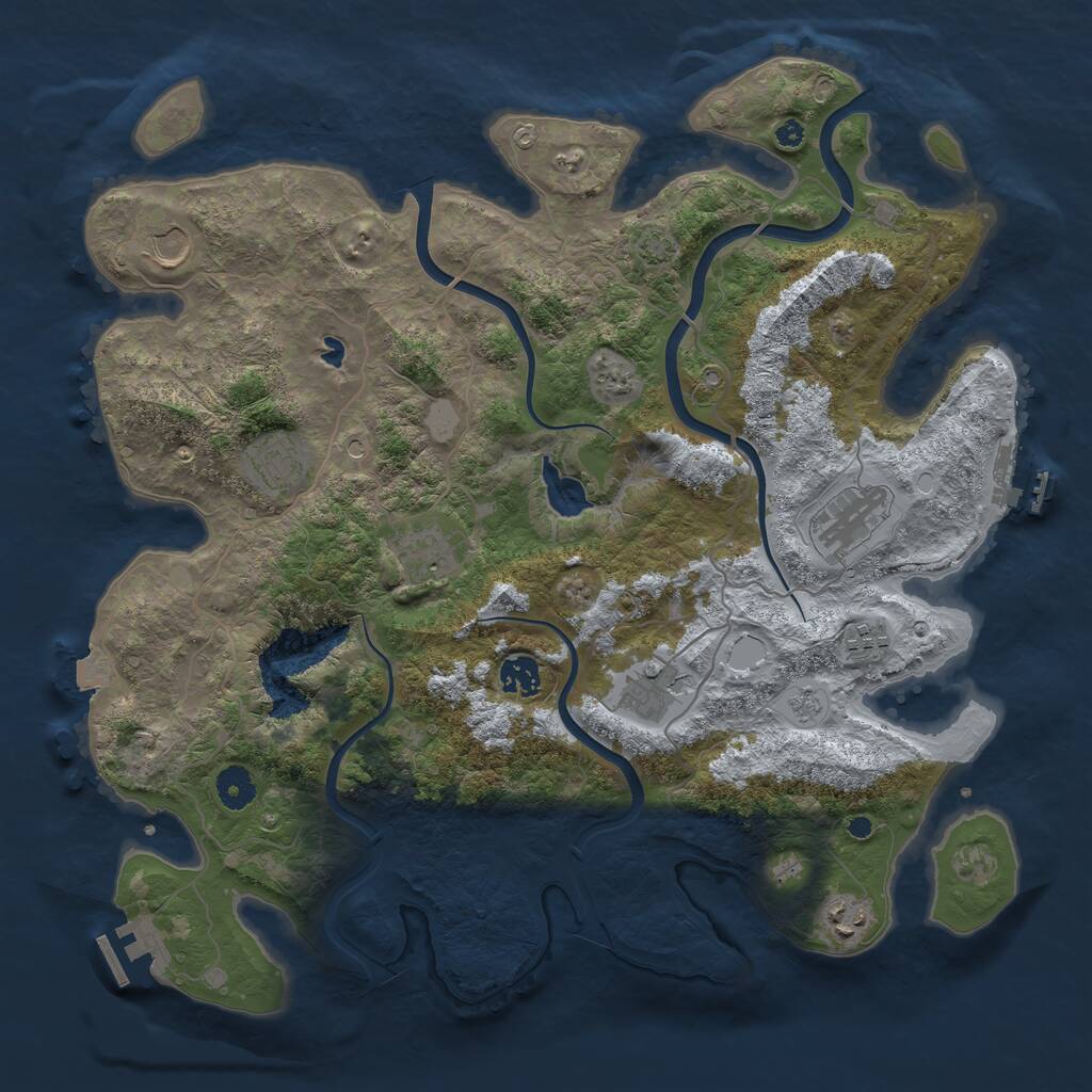 Rust Map: Procedural Map, Size: 4000, Seed: 365824809, 14 Monuments