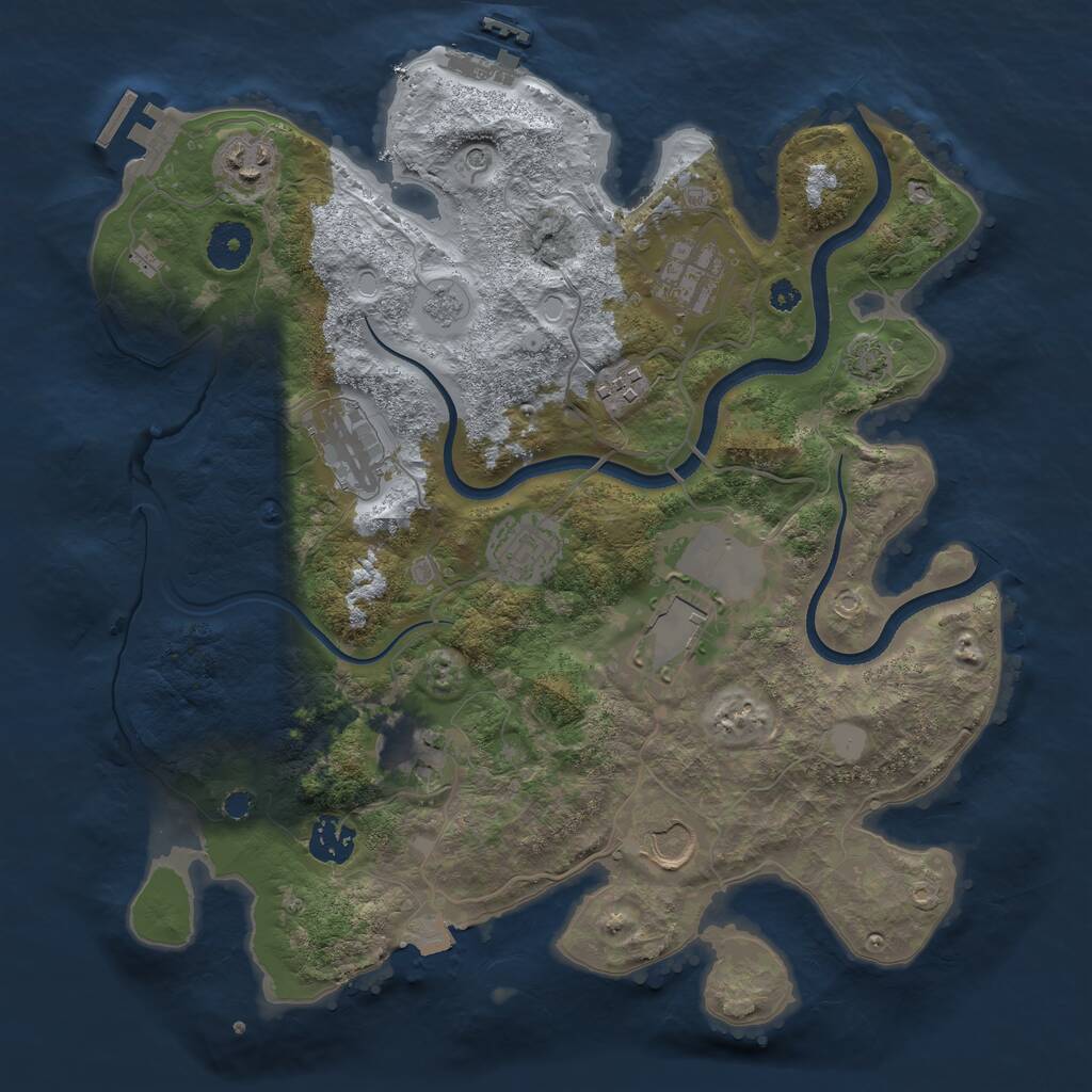 Rust Map: Procedural Map, Size: 3500, Seed: 1408159635, 15 Monuments