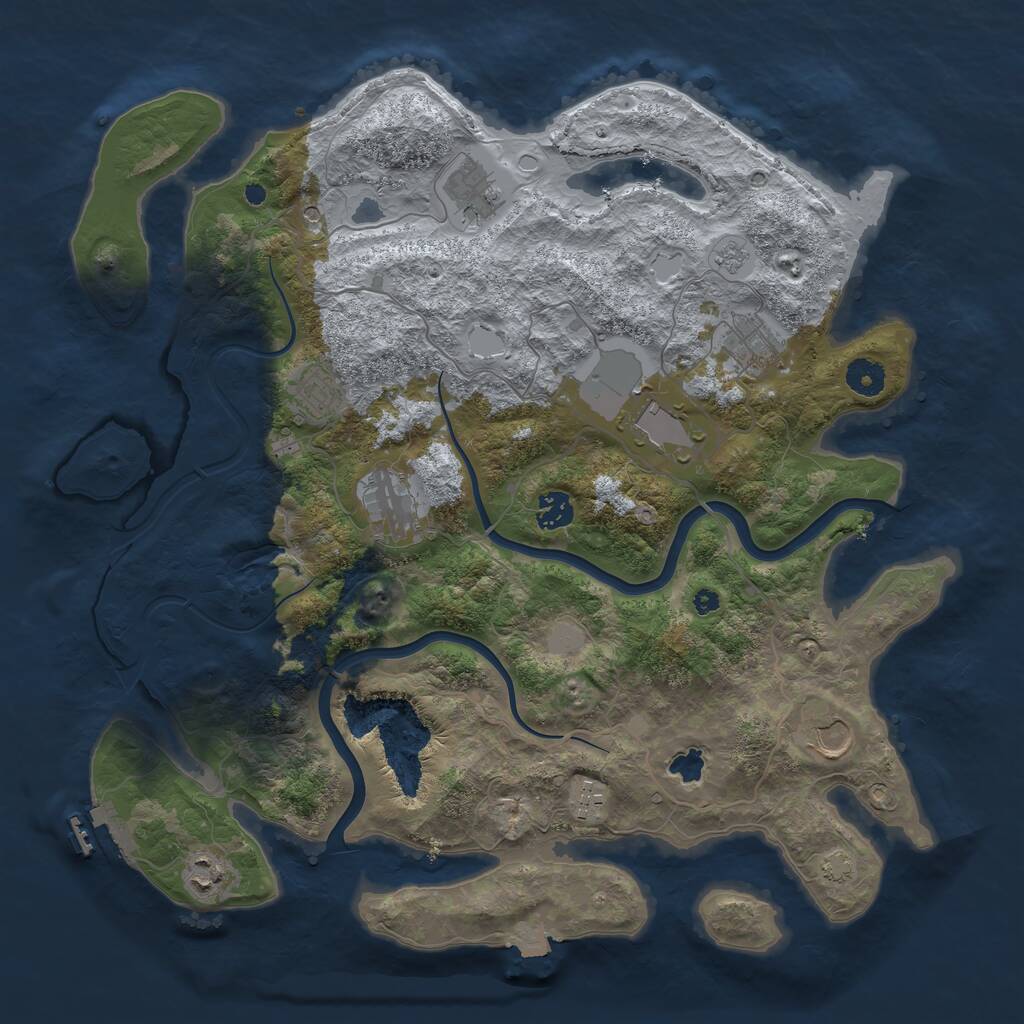 Rust Map: Procedural Map, Size: 4000, Seed: 1839686606, 14 Monuments