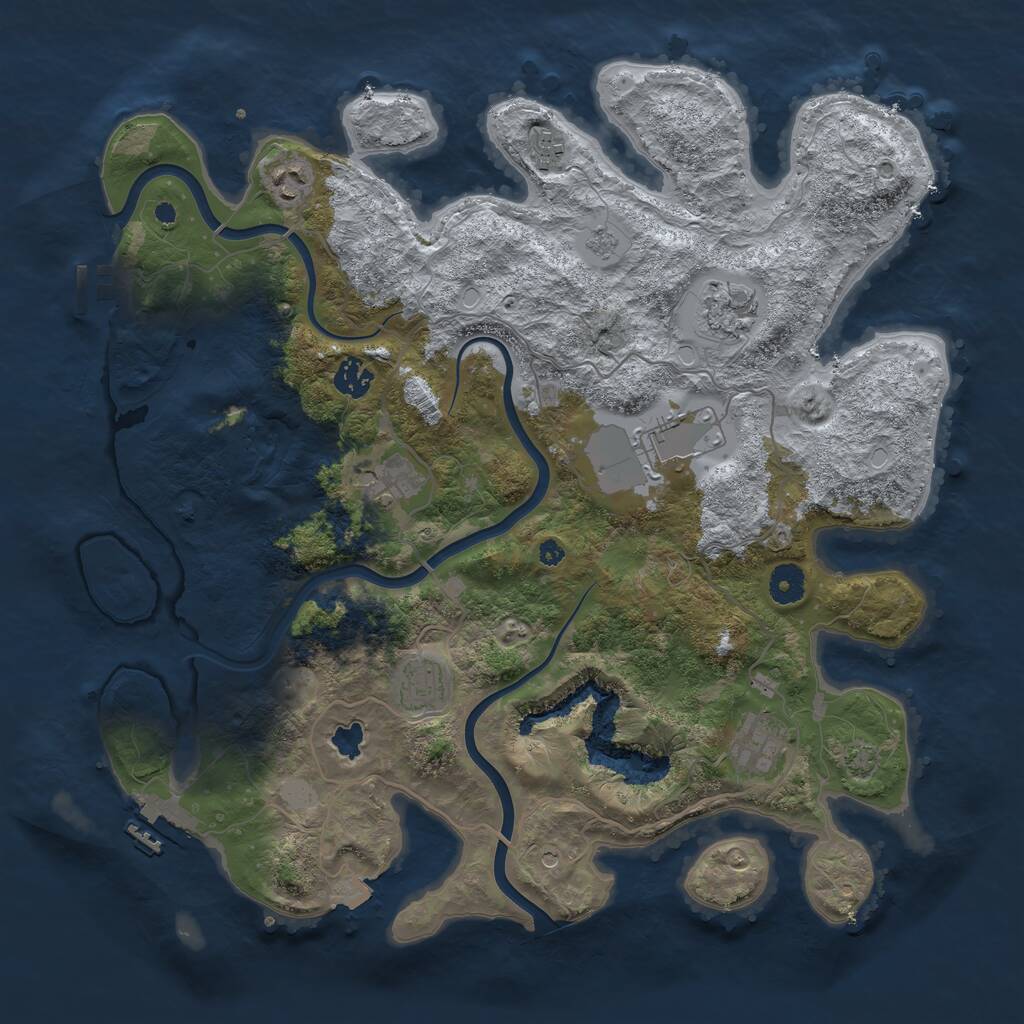 Rust Map: Procedural Map, Size: 4000, Seed: 1810413950, 14 Monuments