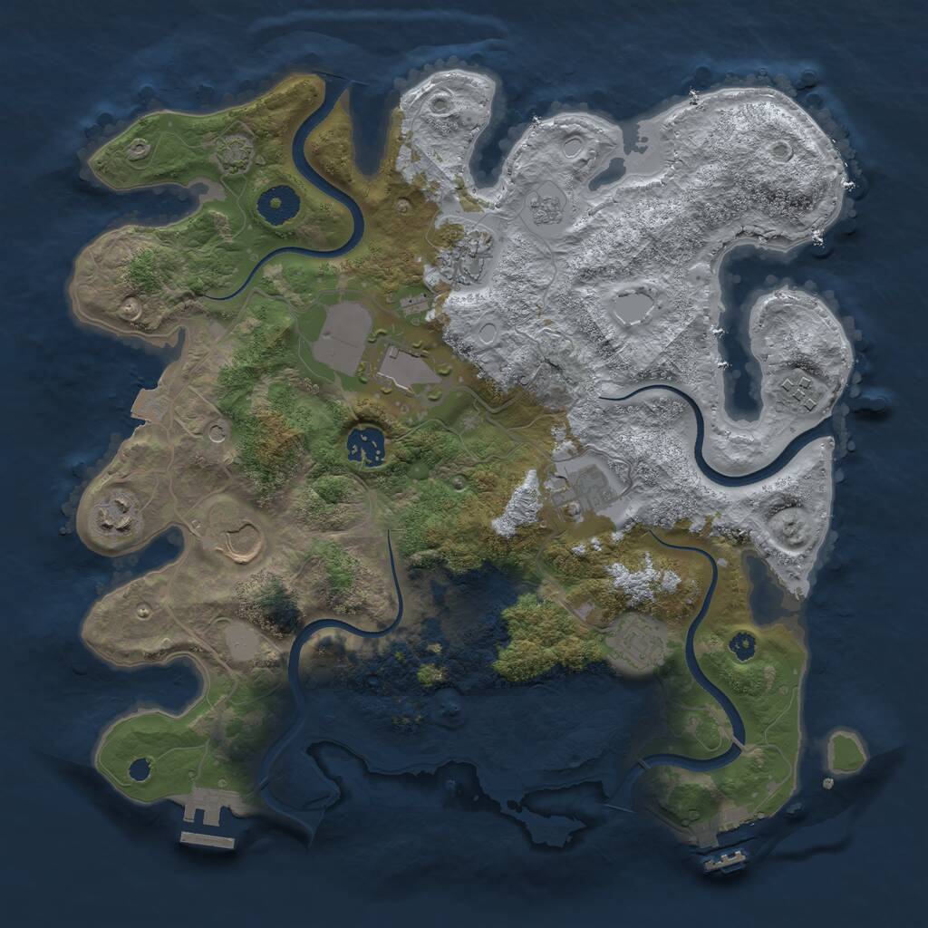 Rust Map: Procedural Map, Size: 3500, Seed: 1786309316, 14 Monuments