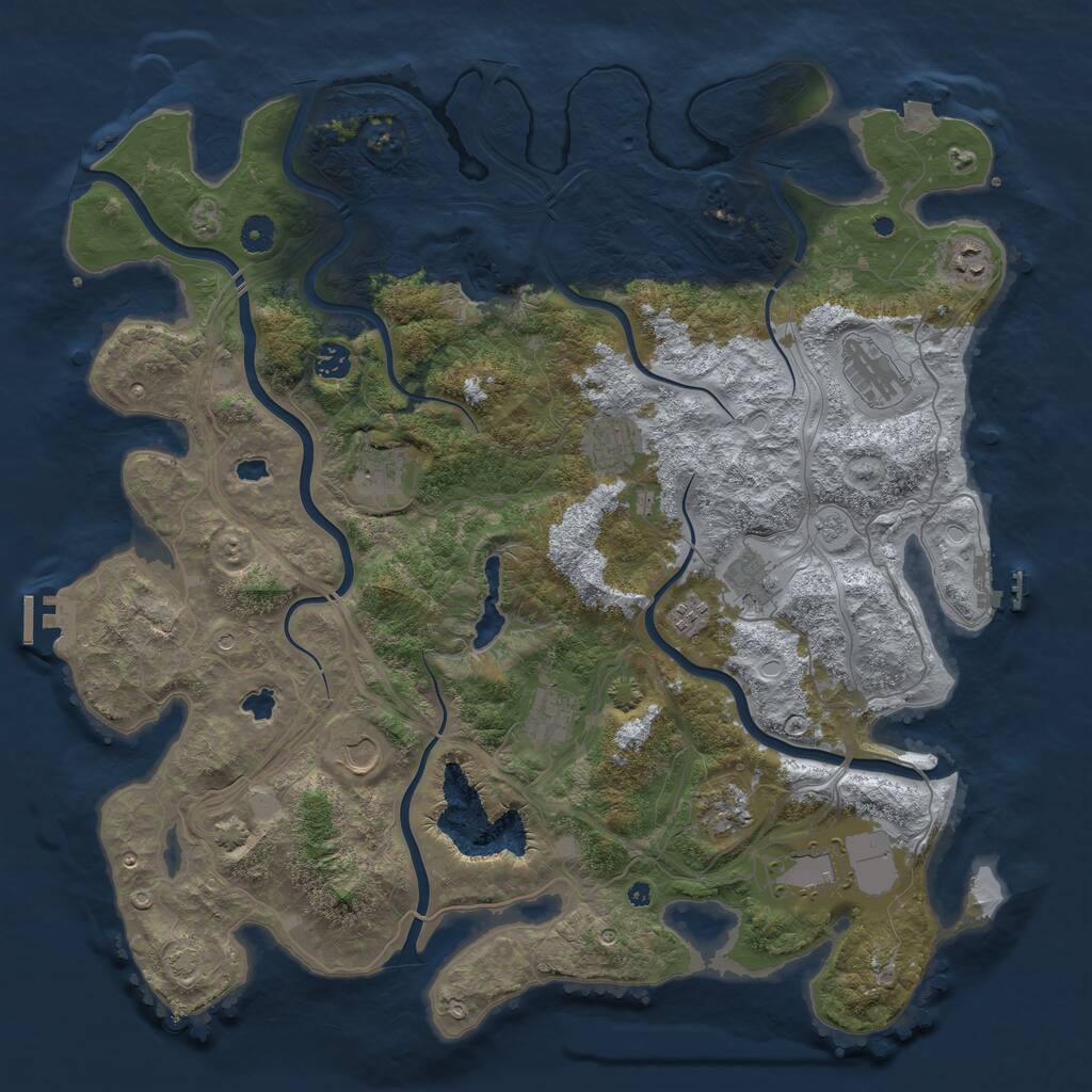 Rust Map: Procedural Map, Size: 4500, Seed: 523443011, 17 Monuments