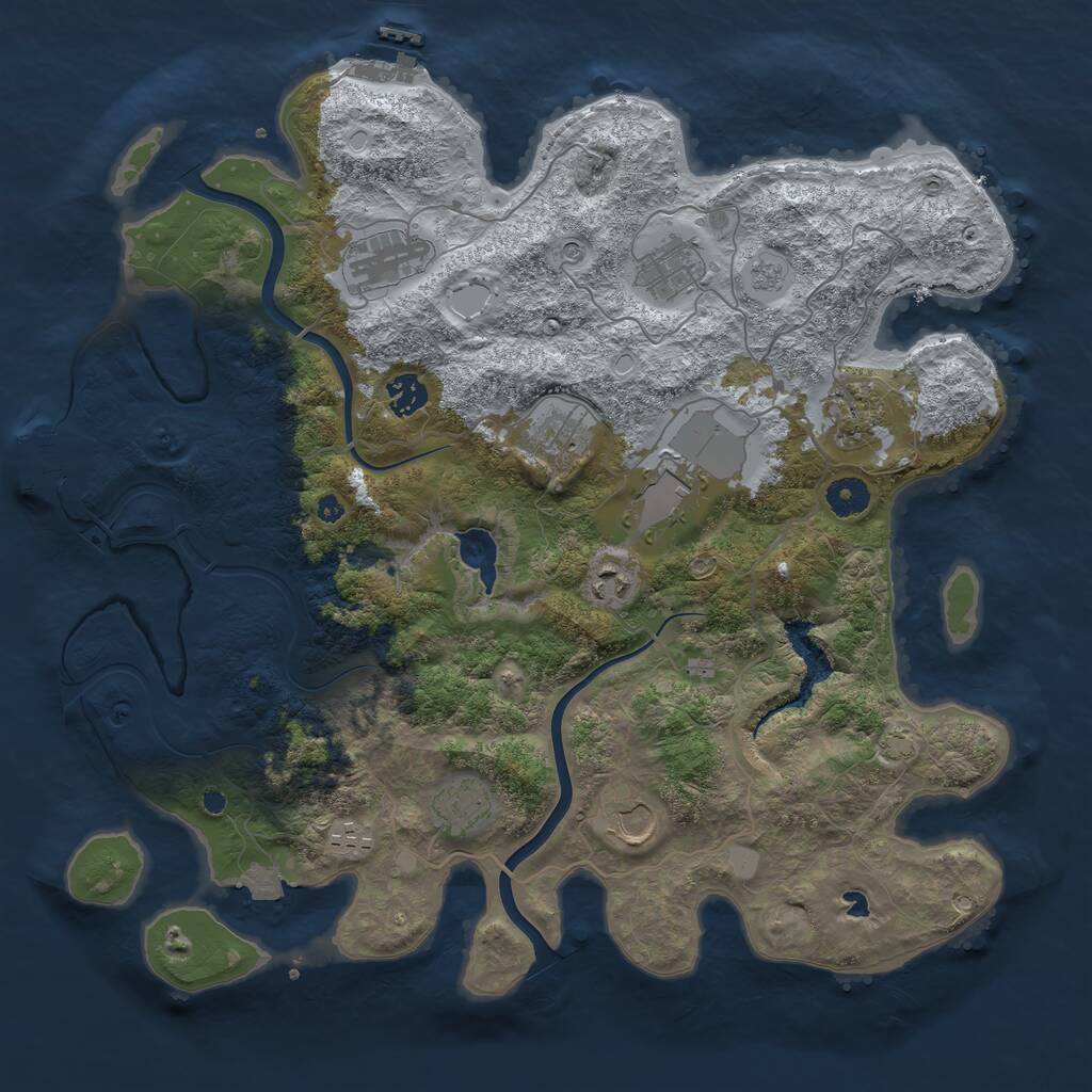 Rust Map: Procedural Map, Size: 4000, Seed: 2077767489, 16 Monuments