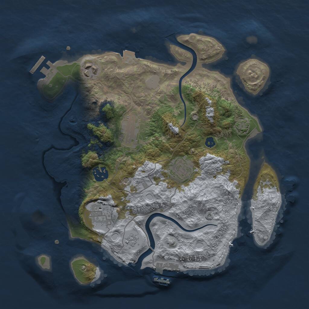 Rust Map: Procedural Map, Size: 3000, Seed: 727946478, 11 Monuments